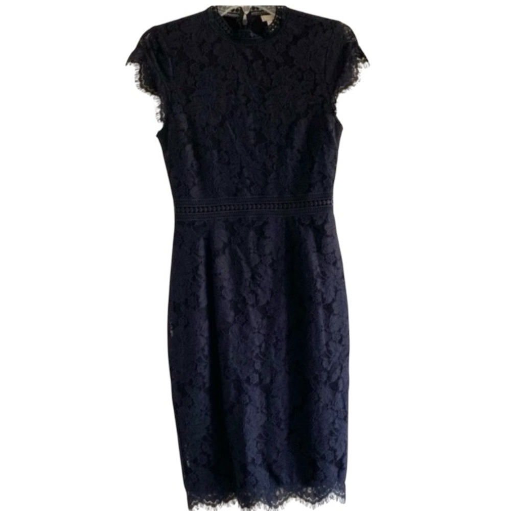 H&M Lace Dress Navy Blue XS Romantic Goth Whimsigoth Cocktail Feminine Workwear